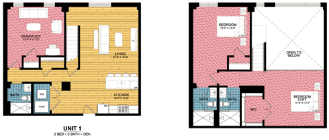 Floor plan for 3 beds, 3 baths, 1380 sqft